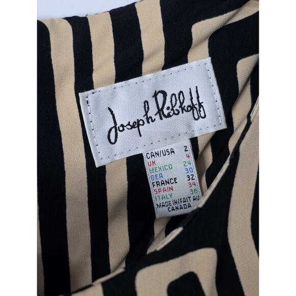 Joseph Ribkoff L/S Dress Style 153775 Brown Black Zip Back Shift Size 2 - Picture 4 of 5